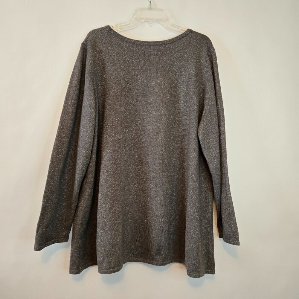 Avenue Gray Grey Long Sleeve Scoop Neck Metallic Sweater Plus Sz 22/24 - Picture 4 of 14